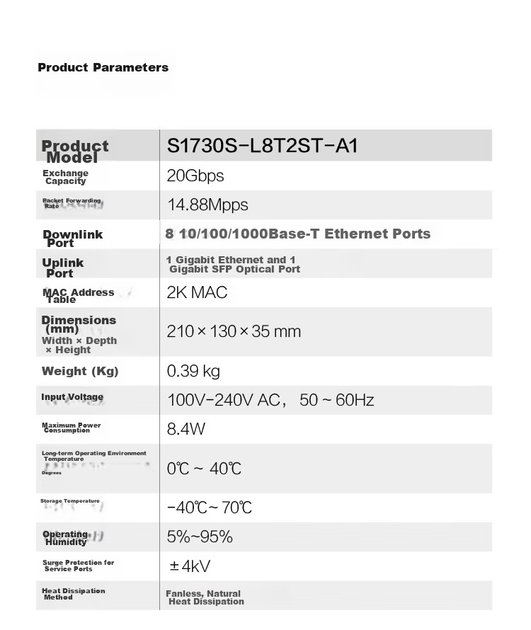 Гігабітний комутатор HUAWEI S1730S-L8T2ST, 8 гігабітних електричних портів + 1 електричний порт Uplink + 1 оптичний порт Uplink, мережевий сплітер та розподільник корпоративного рівня - изображение 11