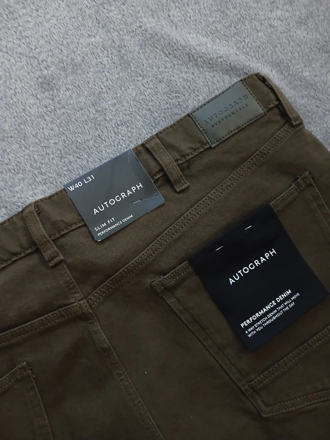 Мужские джинсы Autograph (M&S) Slim Fit р. W40/L31 хаки 4-Way Stretch Мужские джинсы Autograph (M&S) Slim Fit р. W40/L31 хаки 4-W - изображение 5