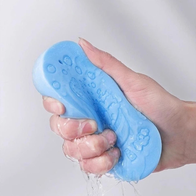 Скраб-губка для тела BodySponge, голубая, 2 штуки - изображение 6