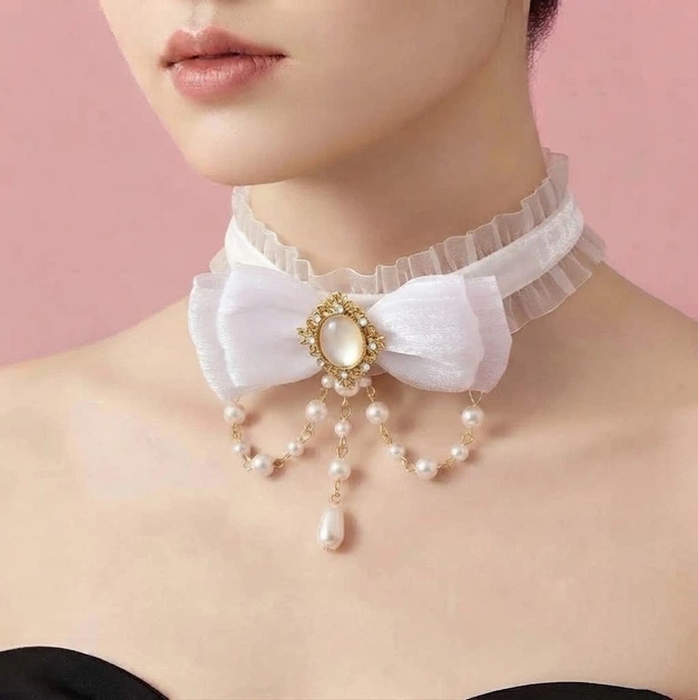 Готичний чокер-бант «Lunar Mystery» Honey Fashion Accessories Білий (120368) - Фото 1 Готичний чокер-бант «Lunar Mystery» Honey Fashion Accessories Білий (120368) - изображение 1