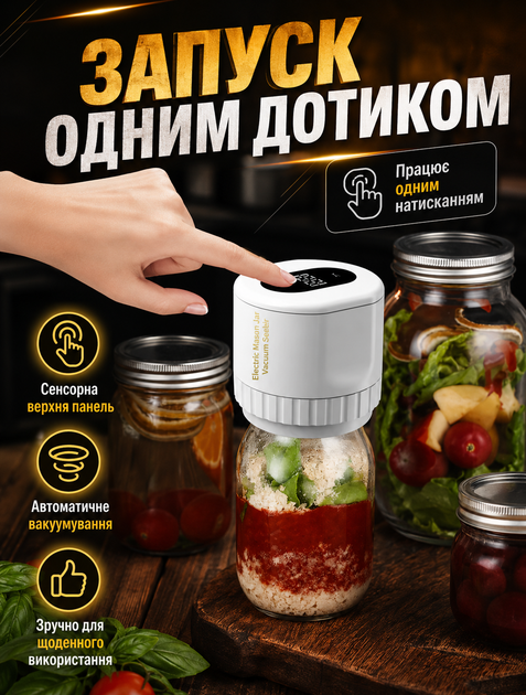 Вакууматор для банок электрический 60 кПа 2000 мАч с автоматическим сбросом давления + крышки 10 штук - изображение 7