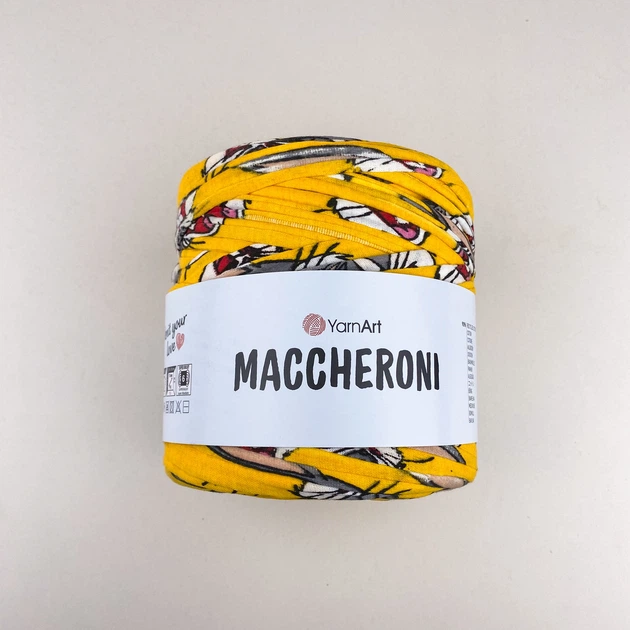 Пряжа YARNART Maccheroni трикотажна плоска для макраме в'язання декору та сумок жовта малюнок Заєць (7980006) - изображение 3