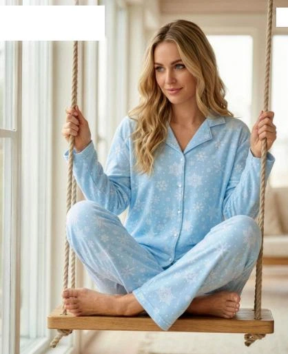Пижама женская микробайка на пуговицах с принтом Pijamoni 5660-10k 2XL Голубой - Фото 1 Пижама женская микробайка на пуговицах с принтом Pijamoni 5660-10k 2XL Голубой - изображение 1