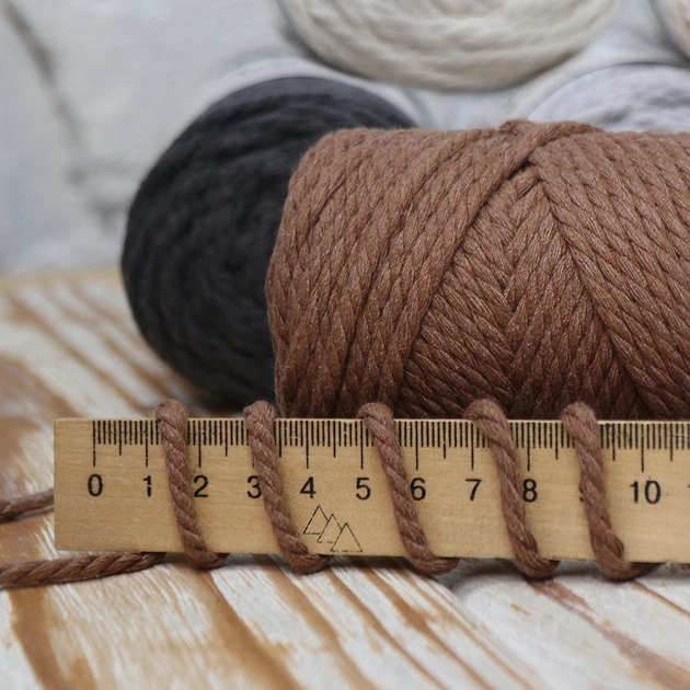 Пряжа-шнур YarnArt Macrame Rope 3mm, Темно-серый №758, 250 г / 63 м, хлопковый шнур для вязания, макраме, сумок, корзин и кашпо - Фото 4 Пряжа-шнур YarnArt Macrame Rope 3mm, Темно-серый №758, 250 г / 63 м, хлопковый шнур для вязания, макраме, сумок, корзин и кашпо - изображение 4