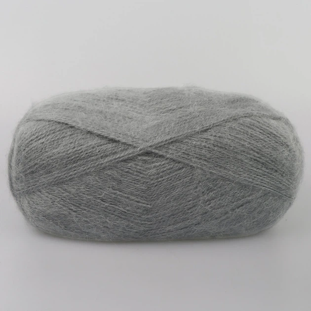 Пряжа Nako Mohair Delicate, Сіра №194 — 100 г / 500 м, 85 % акрил, 10 % вовна, 5 % мохер, тонка, для шалей, светрів - зображення 3