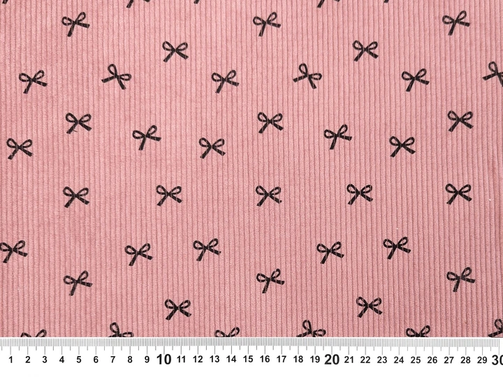 Ткань Вельвет стрейч бантики, пыльная роза, пог. м. (в2, 2604016, д4 к2) - Фото 3 Ткань Вельвет стрейч бантики, пыльная роза, пог. м. (в2, 2604016, д4 к2) - изображение 3