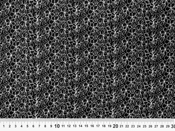 Ткань Креп шифон цветочное настроение, молочный на черном, пог. м. (к145, 2409113A, д6 к2) - изображение 4