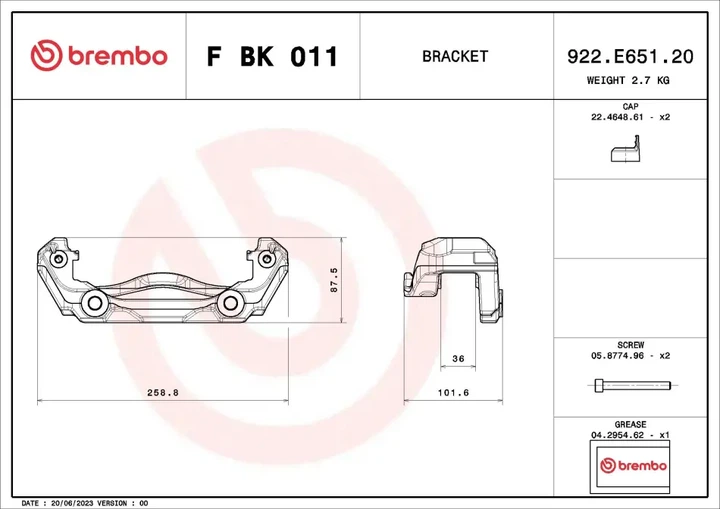 Скоба, супорт гальма BREMBO FBK011 Mercedes Vito, V-Class A4474200015 - изображение 2