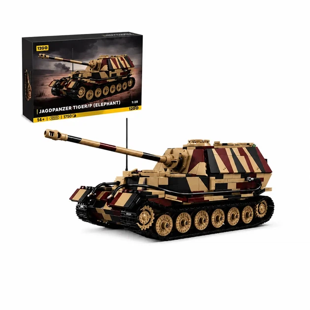 Конструктор танк ПТ-САУ JAGDPANZER TIGER P Elephant 12GO 97023 на 1750 деталей - Фото 1 Конструктор танк ПТ-САУ JAGDPANZER TIGER P Elephant 12GO 97023 на 1750 деталей - зображення 1