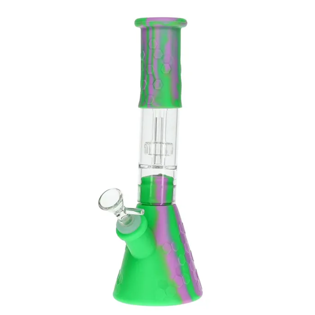 Бонг силиконовый модульный Classic Beaker BeeHive 27 см с перколятором зелено-фиолетовая - Фото 2 Бонг силиконовый модульный Classic Beaker BeeHive 27 см с перколятором зелено-фиолетовая - изображение 2