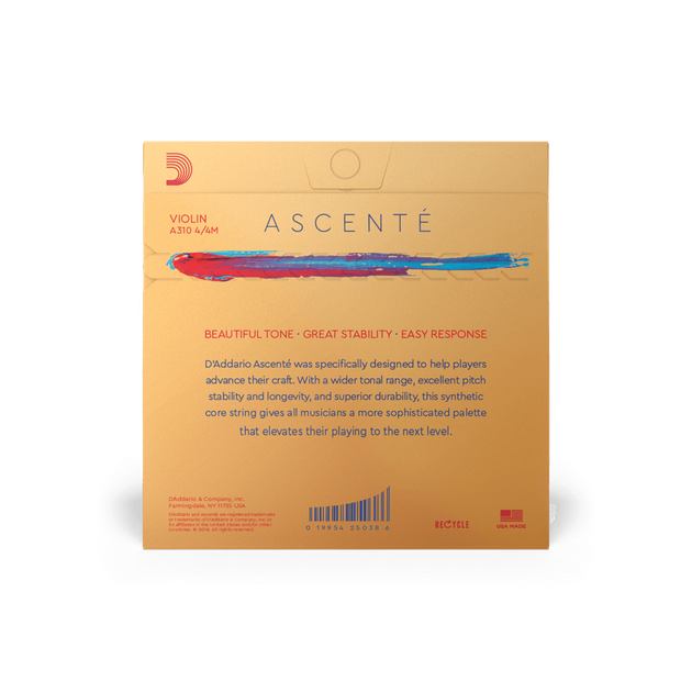 Струни для скрипки D'Addario ASCENTÉ VIOLIN STRING SET 4/4 Scale Medium Tension - Фото 3 Струни для скрипки D'Addario ASCENTÉ VIOLIN STRING SET 4/4 Scale Medium Tension - зображення 3