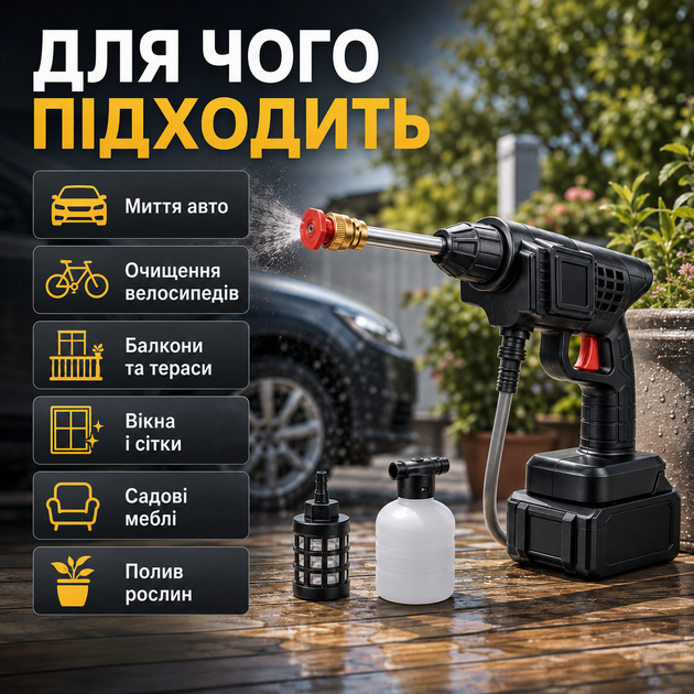 Мийка високого тиску акумуляторна LEO TOOLS 250 Вт 60 бар з подвійним акумулятором - зображення 2