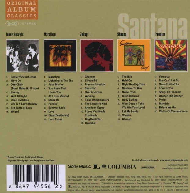 Музичний CD диск Santana - Original Album Classics Vol.2 (5CD) фірмовий - зображення 2