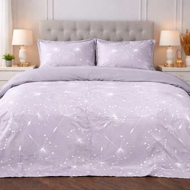 Простынь Поплин 00-3 "Grey Dandelions" 220*240 - изображение 3