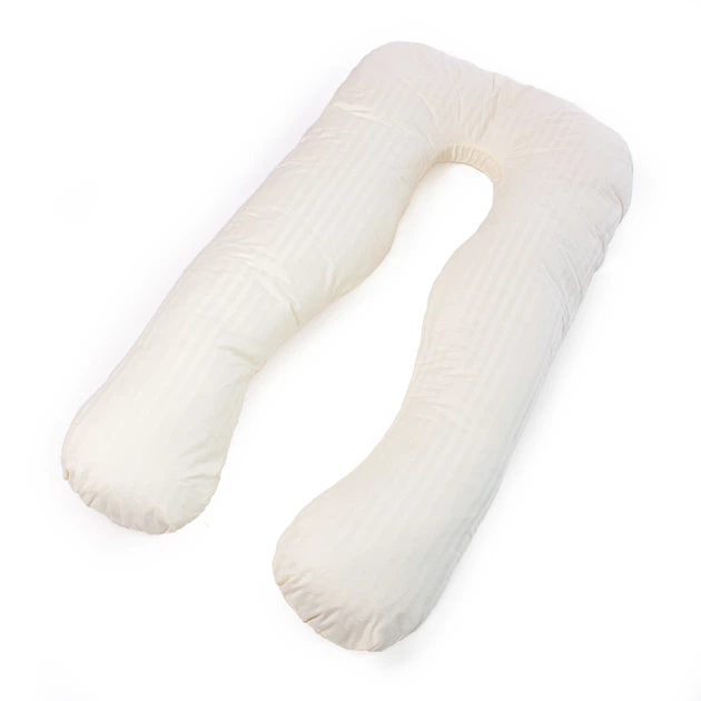Подушка для беременных и отдыха U-образная № 8025 Satin Stripe "Soft Yellow" EcoSilk страйп-сатин 140*75*20 - изображение 14