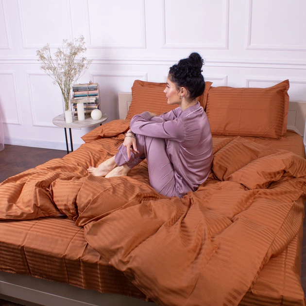 Простынь Satin Stripe 30-0005 Brown 110*160 - изображение 7