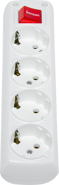 Колодка Borsan з заземленням та вимикачем 4 розетки White (BR-1564-0) - зображення 2