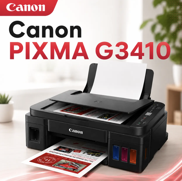 БФП Canon PIXMA G3410 3в1 A4 струменевий кольоровий Wi-Fi USB Mega Tank 4800×1200 dpi СБПЧ Принтер сканер копір Фотодрук без полів - зображення 5