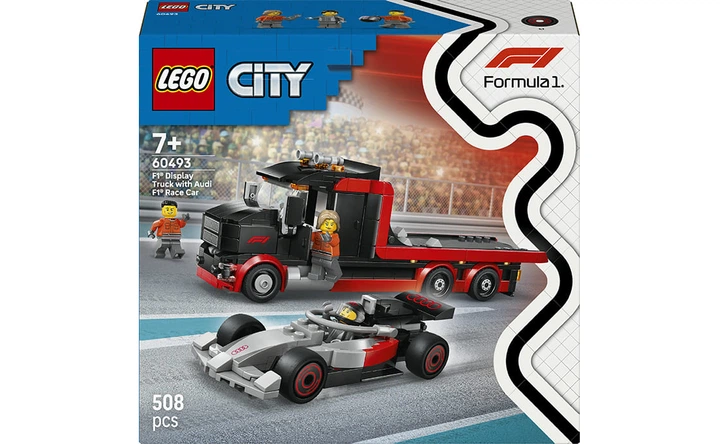 Конструктор Lego City Грузовик для демонстрации F1 с автомобилем Audi F1, 508 деталей 60493 - Фото 1 Конструктор Lego City Грузовик для демонстрации F1 с автомобилем Audi F1, 508 деталей 60493 - изображение 1
