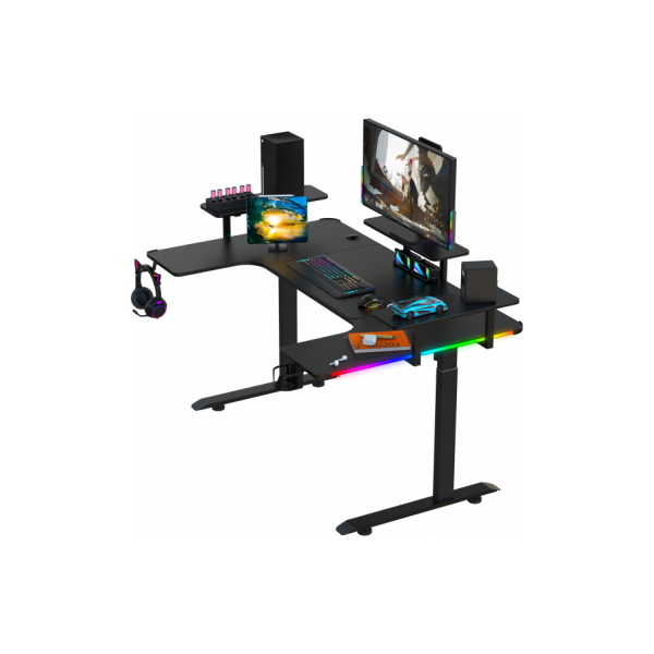 Геймерский компьютерный стол c электро-регулировкой высоты GT Racer TY-1682 (160x60-100x72-117) Black - Фото 8 Геймерский компьютерный стол c электро-регулировкой высоты GT Racer TY-1682 (160x60-100x72-117) Black - изображение 8