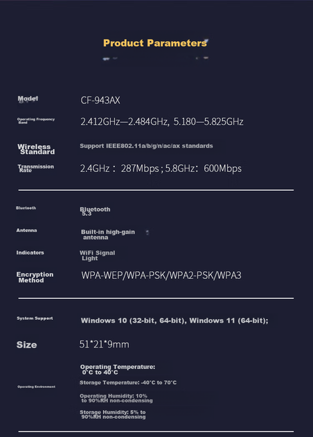 Wi-Fi/Bluetooth адаптер COMFAST AX900 WiFi6/Bluetooth 5.4/Два диапазона/USB - изображение 8