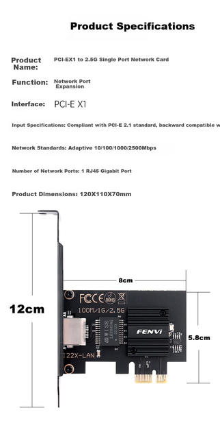 Сетевая карта Fenvi Intel I226 PCI Express / 2.5 Гбит/с Ethernet - изображение 6