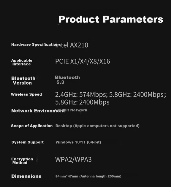 Wi-Fi/Bluetooth адаптер MOGE MC2405 WiFi6/5374 Мбит/с/Bluetooth 5.3/Три диапазона/PCI Express - изображение 3