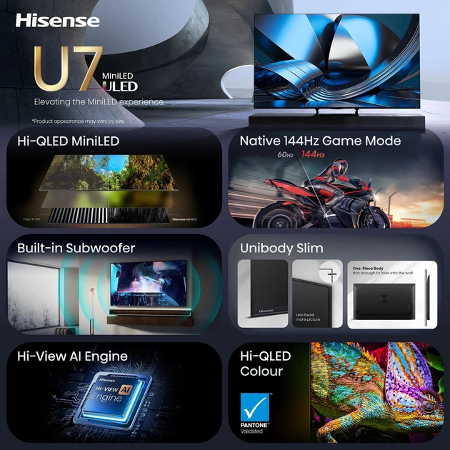 Телевізор 50" Hisense 50U7SE 4K MiniLED, 144 Hz, VIDAA, Smart TV, Dolby Atmos - изображение 14