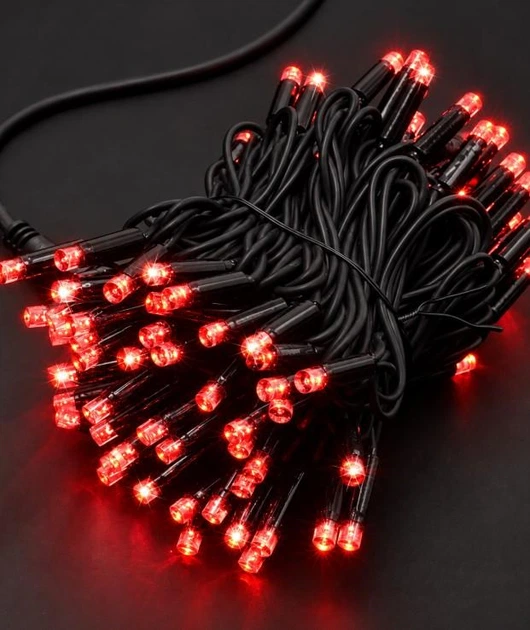 Уличная гирлянда 100 LED, 10м, черный каучук 3,3 мм, красная + FLASH, 220 В, 1431-050 - Фото 1 Уличная гирлянда 100 LED, 10м, черный каучук 3,3 мм, красная + FLASH, 220 В, 1431-050 - изображение 1