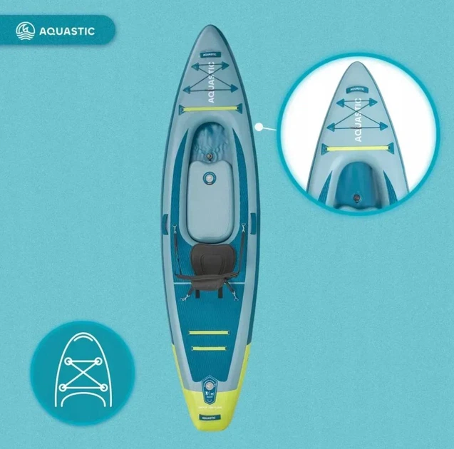 Надувний каяк-SUP AQUASTIC Raglan 11'2 240 см, гібрид 2в1, до 120 кг, з веслом і сидінням зелений (2000188292) - зображення 4