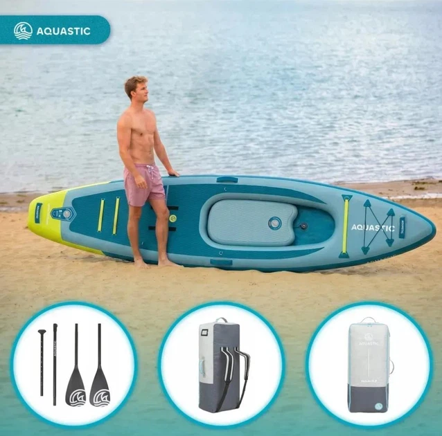 Надувний каяк-SUP AQUASTIC Raglan 11'2 240 см, гібрид 2в1, до 120 кг, з веслом і сидінням зелений (2000188292) - зображення 8