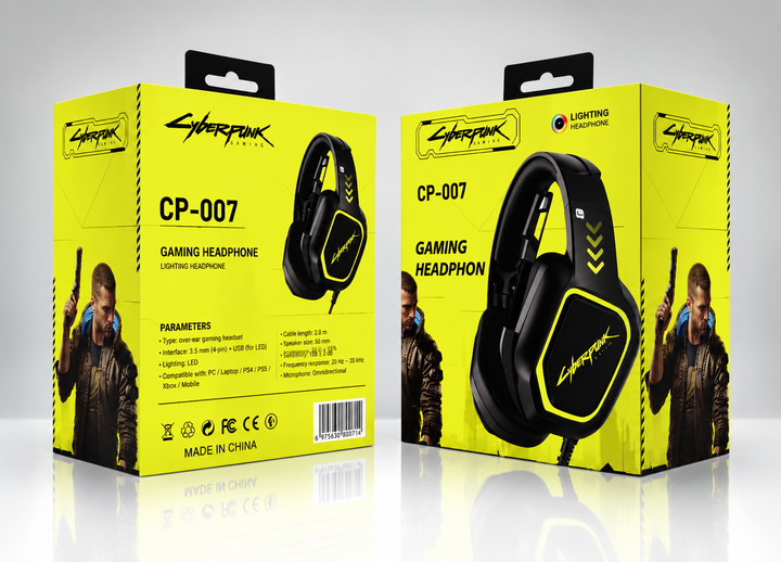 Ігрові навушники Cyberpunk CP-007, дротові, 50 мм, 3.5 мм + USB, мікрофон, RGB, чорні - изображение 2