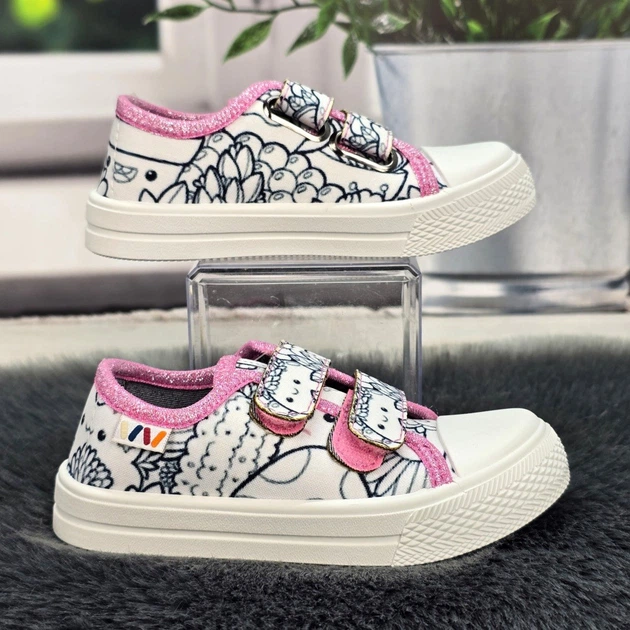 Кеди дитячі для дівчинки Weestep білі з рожевим на липучках 25р (16,5 см) 7333 - зображення 3