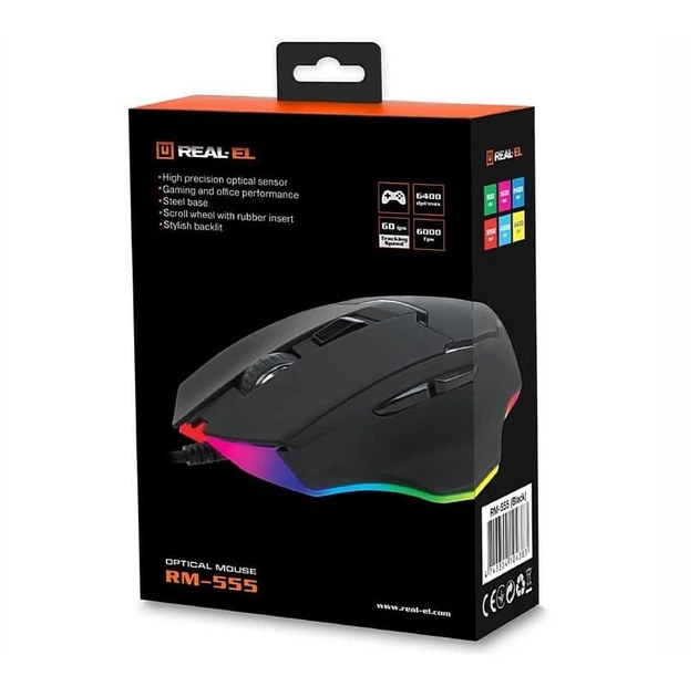 Мышь Real-EL RM-555 USB Black (RM-555 USB Black) - Фото 10 Мышь Real-EL RM-555 USB Black (RM-555 USB Black) - изображение 10