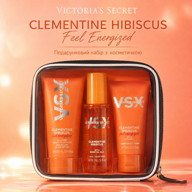 Подарочный набор с косметичкой Victoria’s Secret Clementine Hibiscus Feel Energized Travel Set 25164995 - Фото 1 Подарочный набор с косметичкой Victoria’s Secret Clementine Hibiscus Feel Energized Travel Set 25164995 - изображение 1