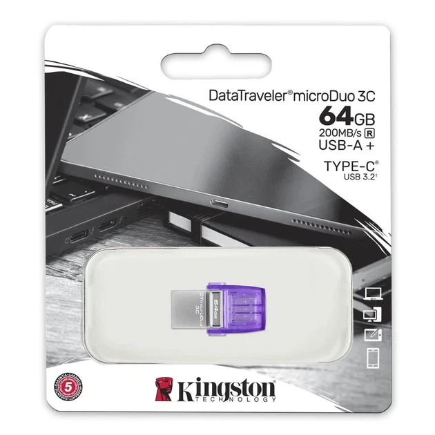 Флеш-накопитель Kingston DT Duo 3C 64GB (DTDUO3CG3/64GB) - Фото 3 Флеш-накопитель Kingston DT Duo 3C 64GB (DTDUO3CG3/64GB) - изображение 3