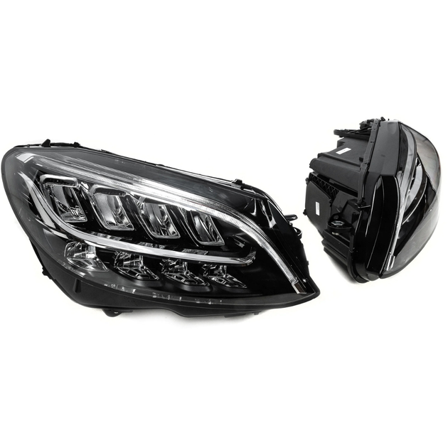 Передние фары оптика (2 шт, рестайлинг, без блоков) для Mercedes C-сlass W205 2014-2021 гг - изображение 3