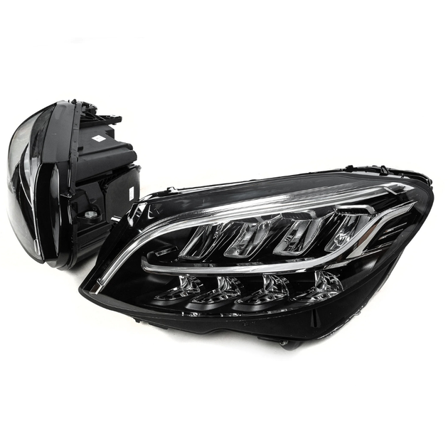 Передние фары оптика (2 шт, рестайлинг, без блоков) для Mercedes C-сlass W205 2014-2021 гг - изображение 4