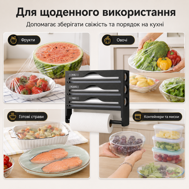 Органайзер-диспенсер для кухонной плёнки и фольги 3-в-1 бамбуковый BB-31 Black - Фото 9 Органайзер-диспенсер для кухонной плёнки и фольги 3-в-1 бамбуковый BB-31 Black - изображение 9