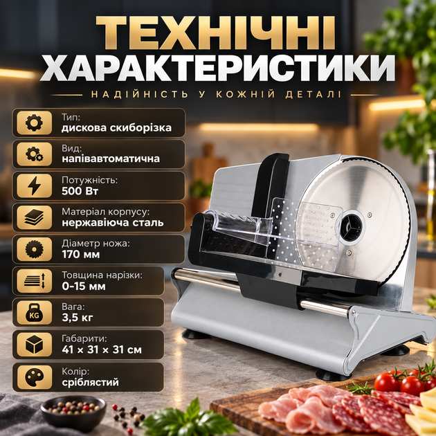 Слайсер SOKANY SK-446 500 Вт для нарізки продуктів з ножем 170 мм та захистом пальців - зображення 8