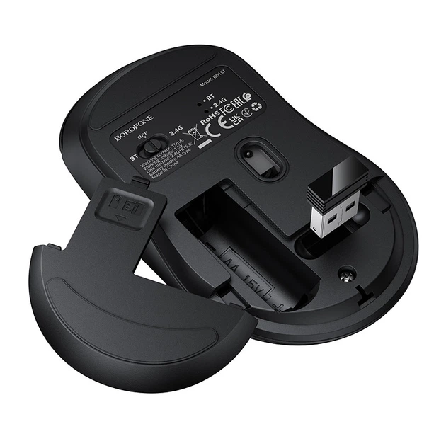 Маніпулятор миша BOROFONE BG151 Cielo dual-mode wireless mouse Чорний - Фото 4 Маніпулятор миша BOROFONE BG151 Cielo dual-mode wireless mouse Чорний - изображение 4