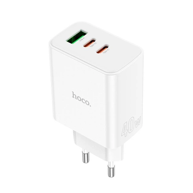 Зарядное устройство Hoco USB/2xType-C 40W PD White (C126A) - Фото 2 Зарядное устройство Hoco USB/2xType-C 40W PD White (C126A) - изображение 2