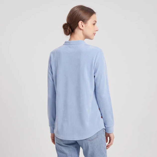 Женский удлиненный свитер свободного кроя MellyWeave, голубой, размер L-XL - изображение 4