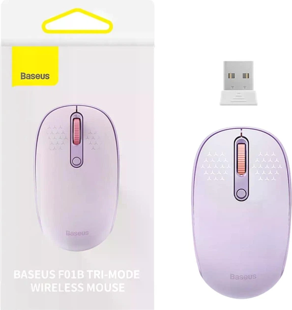 Беспроводная (Bluetooth+2.4 GHz) компьютерная мышь Baseus F01B Tri-Mode Purple (B01055503513-00) - Фото 6 Беспроводная (Bluetooth+2.4 GHz) компьютерная мышь Baseus F01B Tri-Mode Purple (B01055503513-00) - изображение 6