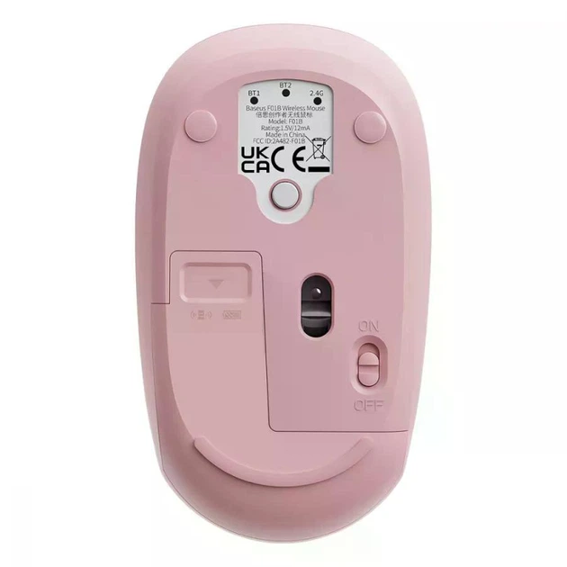 Беспроводная (Bluetooth+2.4 GHz) компьютерная мышь Baseus F01B Tri-Mode Pink (B01055503413-00) - Фото 5 Беспроводная (Bluetooth+2.4 GHz) компьютерная мышь Baseus F01B Tri-Mode Pink (B01055503413-00) - изображение 5