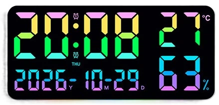 Настінний годинник GH750R з календарем, температурою, вологістю, RGB та пультом - зображення 2