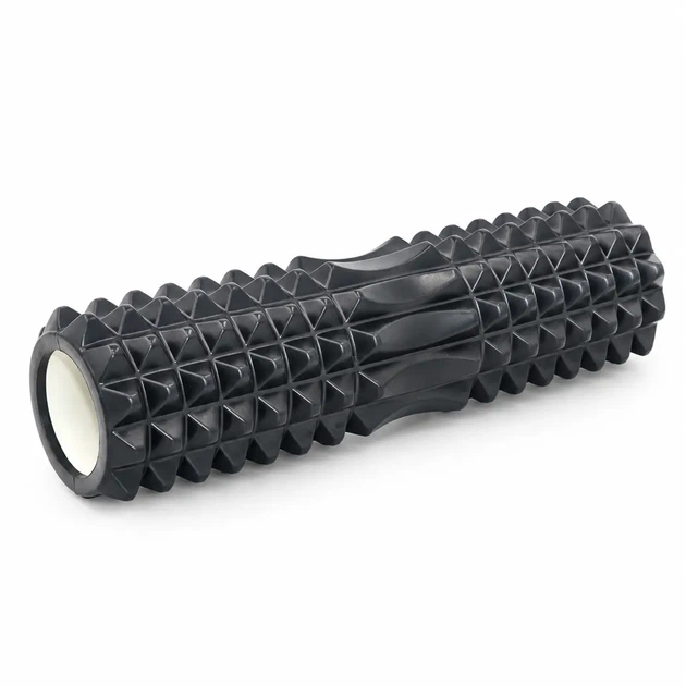 Масажний ролик для спини та м'язів 45×12 см, рельєфний Foam Roller, PVC + Foam Чорний - Фото 1 Масажний ролик для спини та м'язів 45×12 см, рельєфний Foam Roller, PVC + Foam Чорний - зображення 1