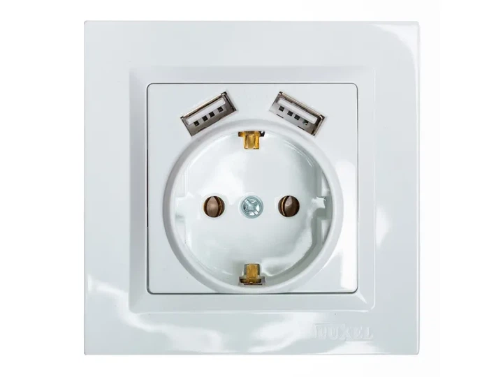 Розетка с заземлением и двумя usb портами 2,1A Luxel JAZZ (9030) белый - Фото 1 Розетка с заземлением и двумя usb портами 2,1A Luxel JAZZ (9030) белый - изображение 1