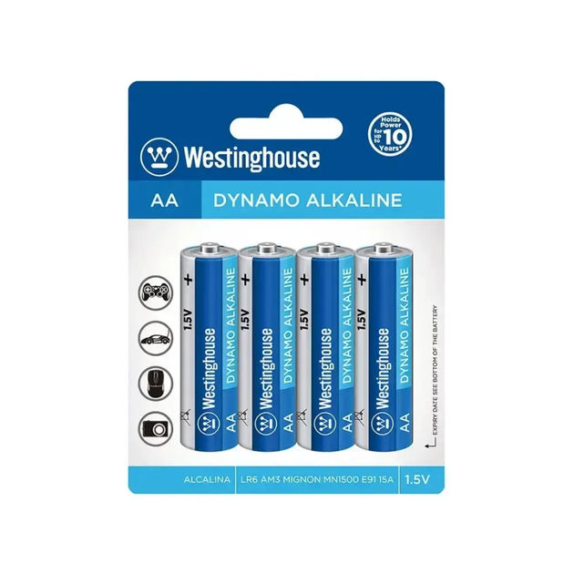 Лужна батарейка пальчик Westinghouse Dynamo Alkaline AA LR6 1.5 V - Фото 1 Лужна батарейка пальчик Westinghouse Dynamo Alkaline AA LR6 1.5 V - зображення 1