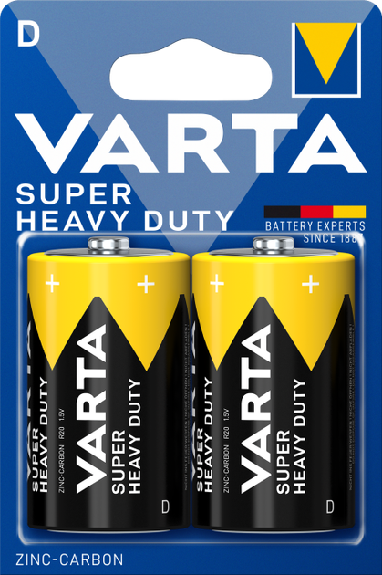 Батарейка бочка VARTA SUPERLIFE D 1.5V блистер 2 шт - Фото 1 Батарейка бочка VARTA SUPERLIFE D 1.5V блистер 2 шт - изображение 1